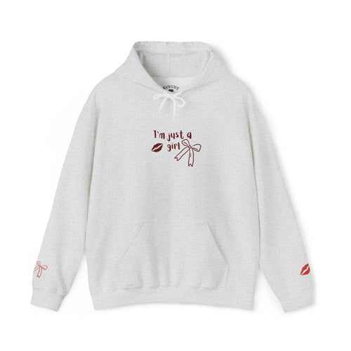 I'm Just a Girl hoodie | kiss lips bow graphic sweatshirt | embroidery