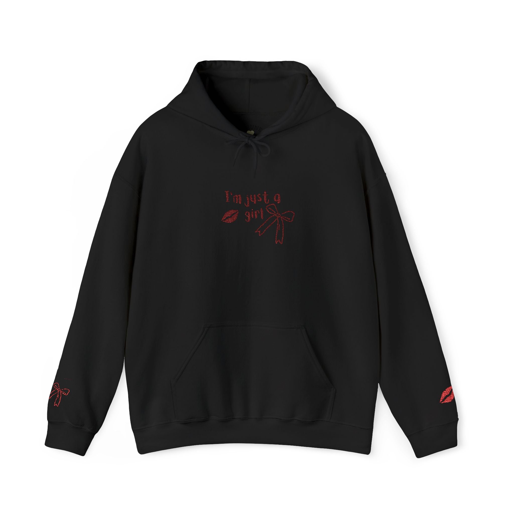 I'm Just a Girl hoodie | kiss lips bow graphic sweatshirt | embroidery