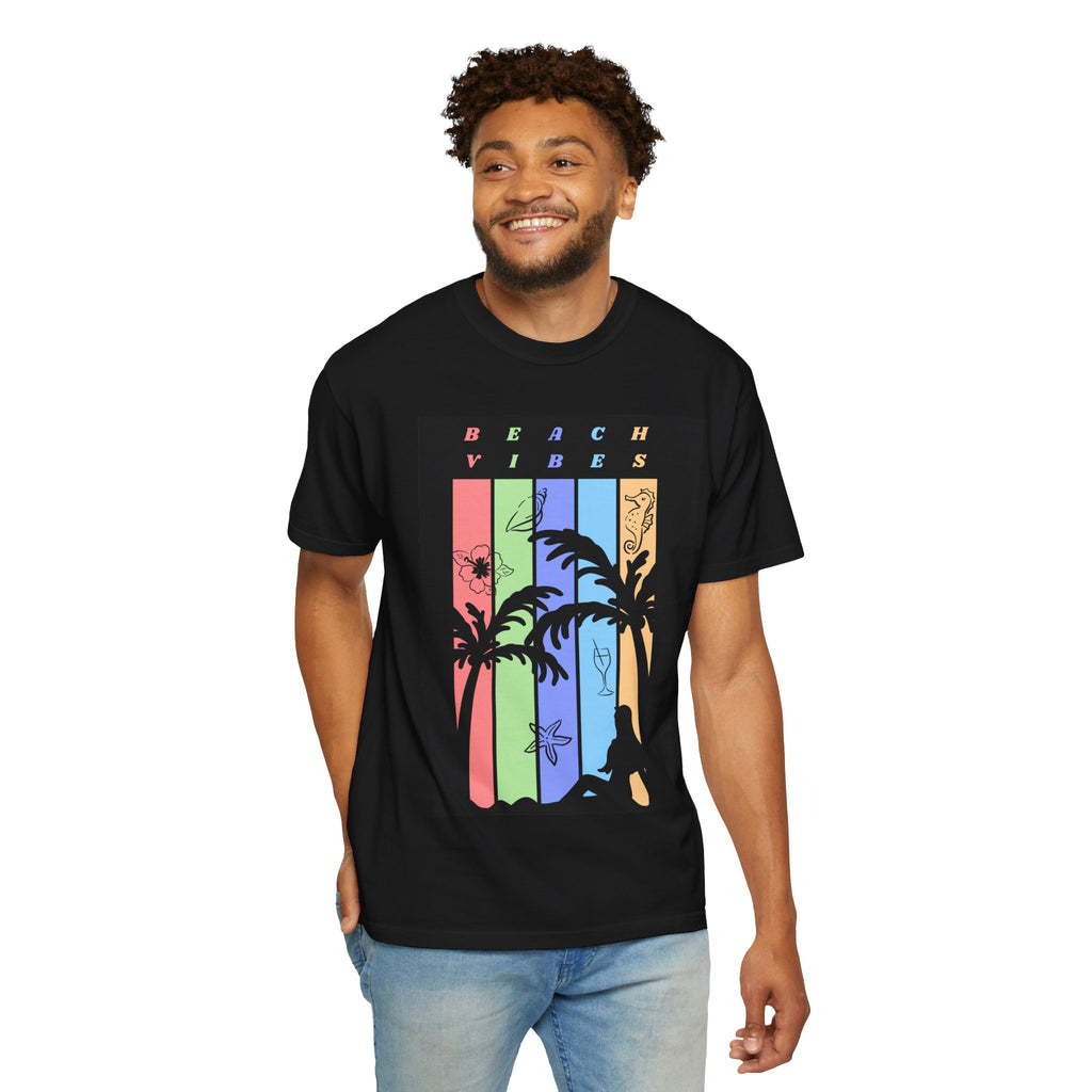 Beach Vibes T-Shirt — Pastel Palm Sunset Graphic Tee
