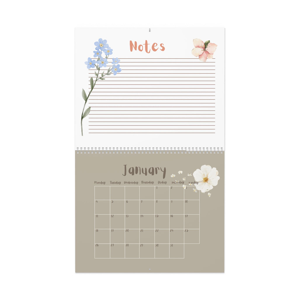 Floral Notes Wall Calendar | Monthly Planner, Lined Notes