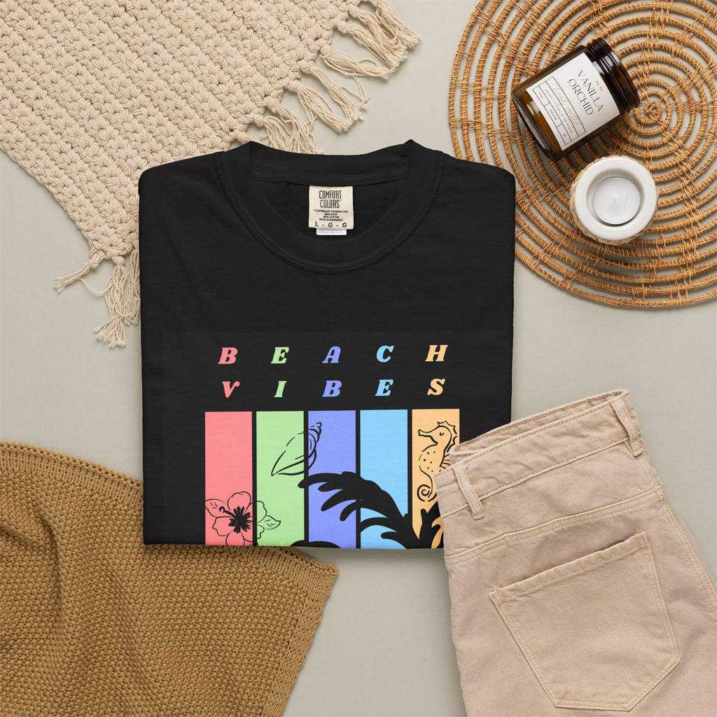 Beach Vibes T-Shirt — Pastel Palm Sunset Graphic Tee