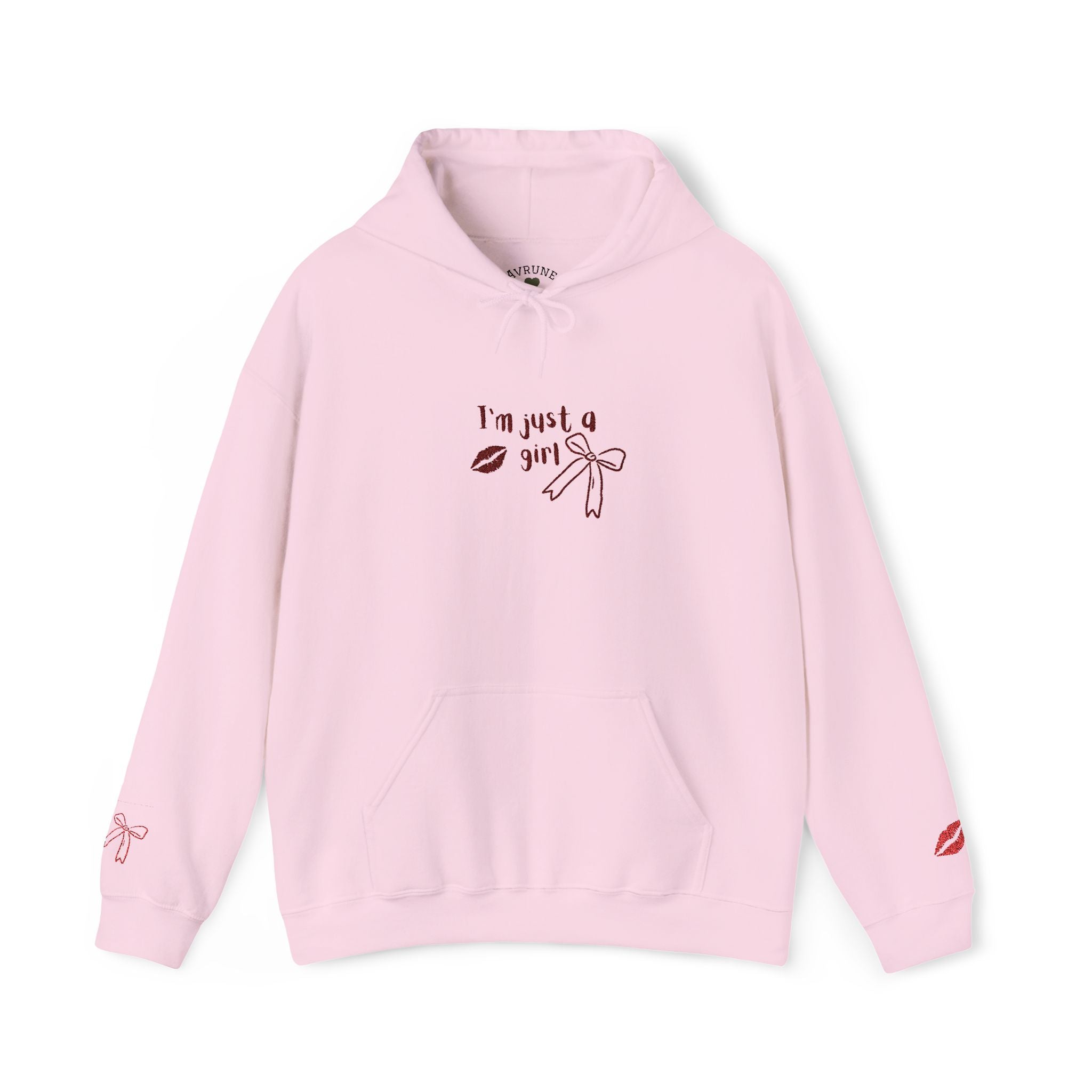 I'm Just a Girl hoodie | kiss lips bow graphic sweatshirt | embroidery