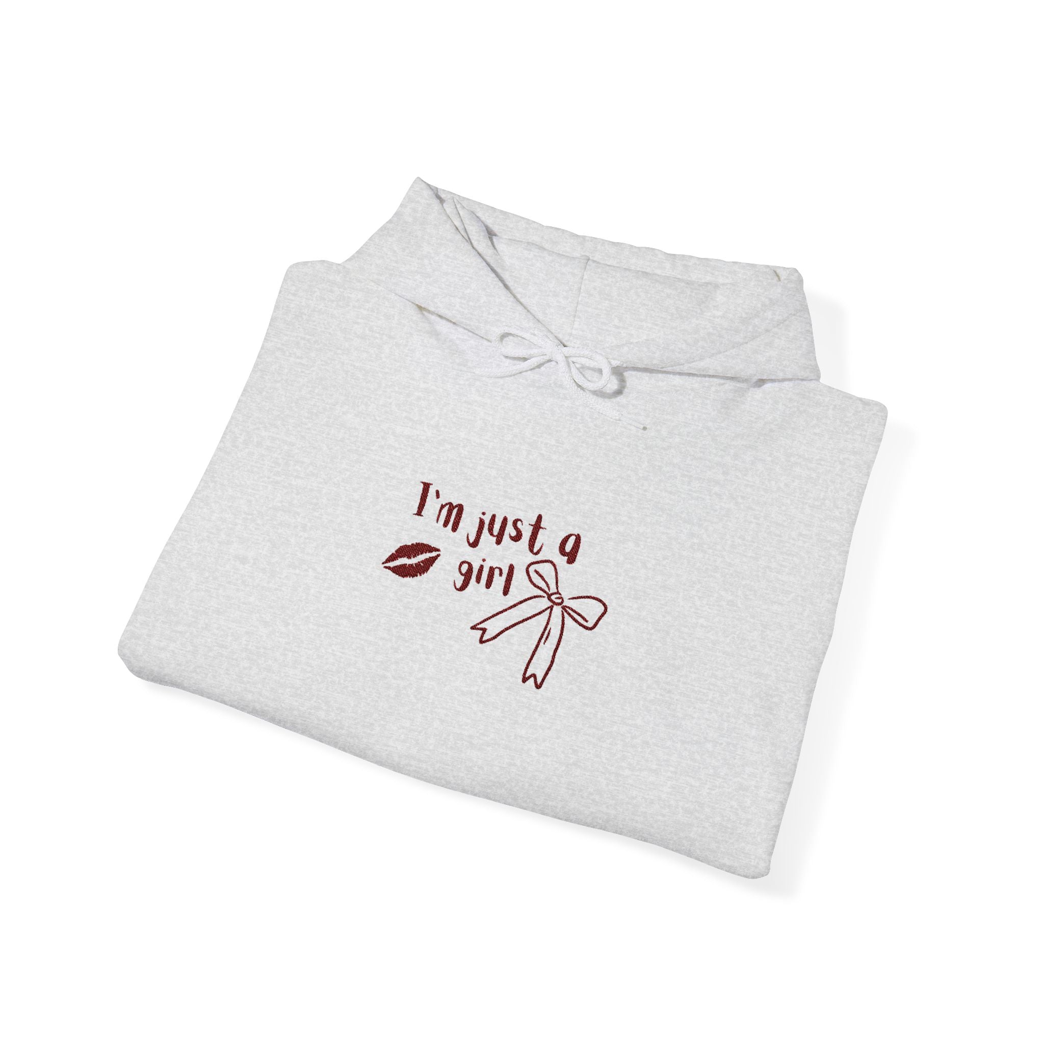 I'm Just a Girl hoodie | kiss lips bow graphic sweatshirt | embroidery