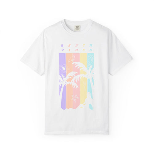 Beach Vibes T-Shirt — Pastel Palm Sunset Graphic Tee