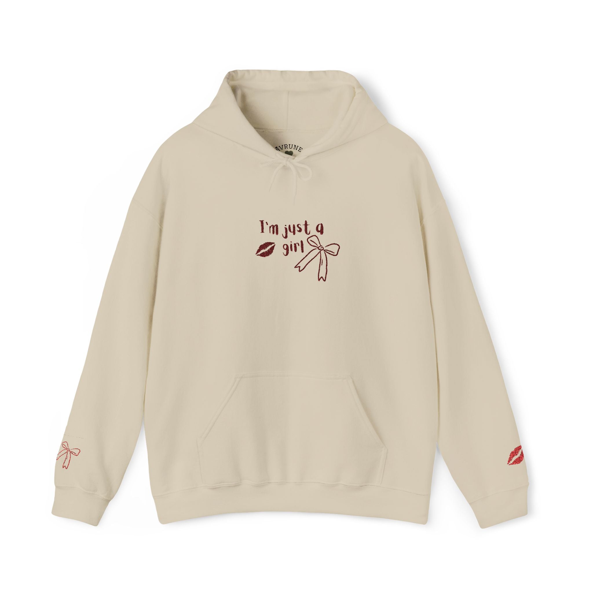 I'm Just a Girl hoodie | kiss lips bow graphic sweatshirt | embroidery