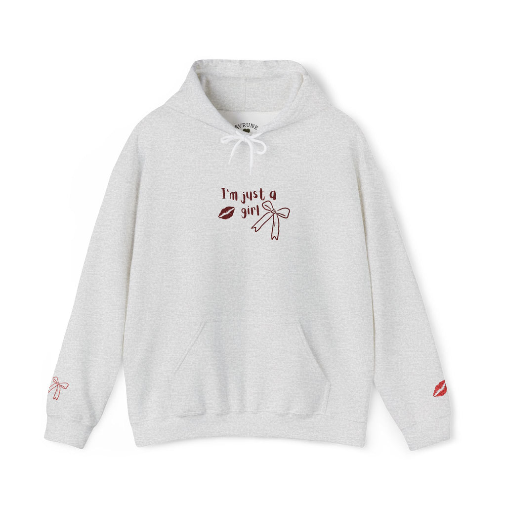 I'm Just a Girl hoodie | kiss lips bow graphic sweatshirt | embroidery