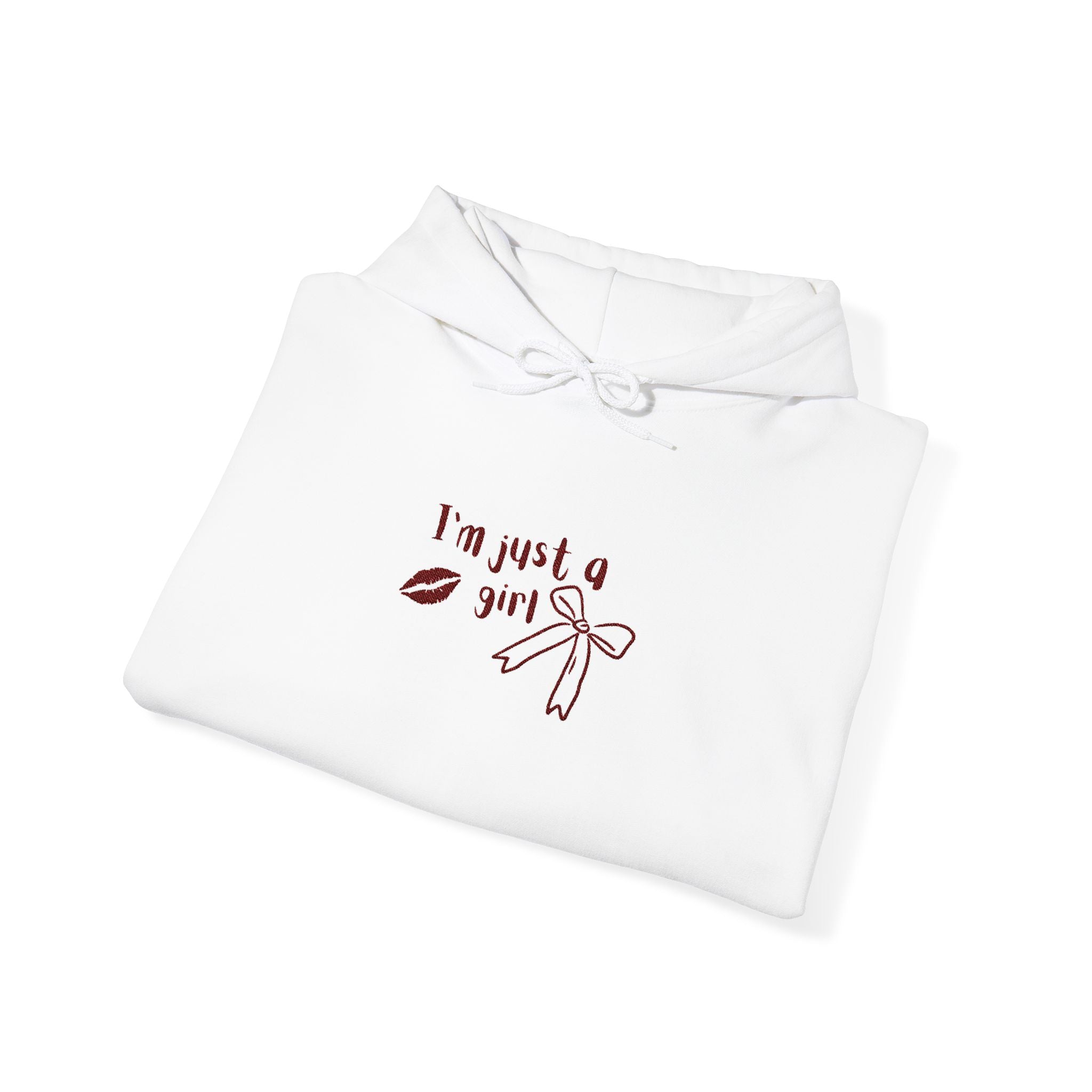 I'm Just a Girl hoodie | kiss lips bow graphic sweatshirt | embroidery