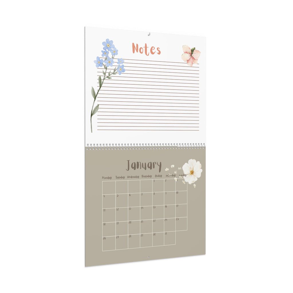 Floral Notes Wall Calendar | Monthly Planner, Lined Notes