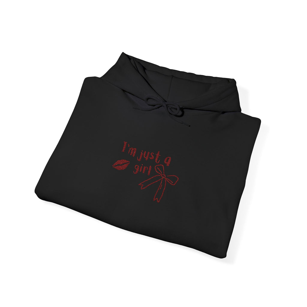 I'm Just a Girl hoodie | kiss lips bow graphic sweatshirt | embroidery