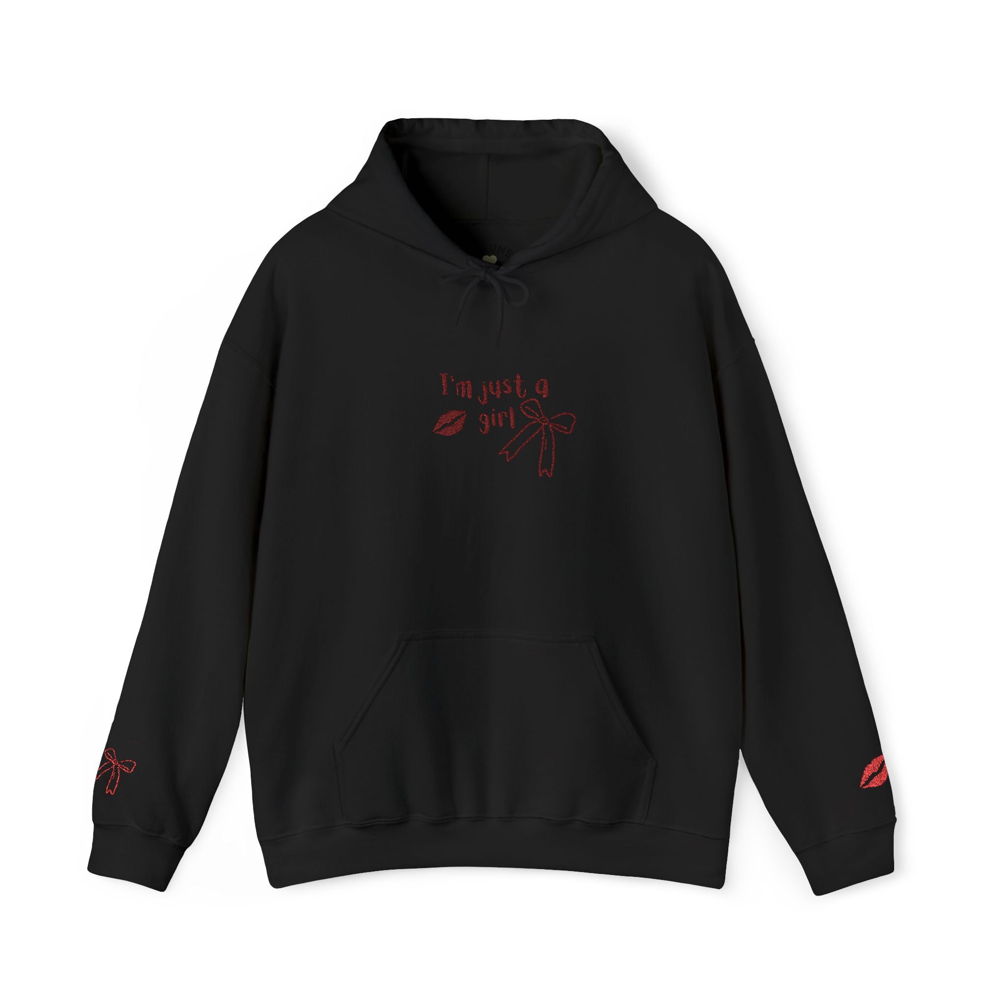 I'm Just a Girl hoodie | kiss lips bow graphic sweatshirt | embroidery
