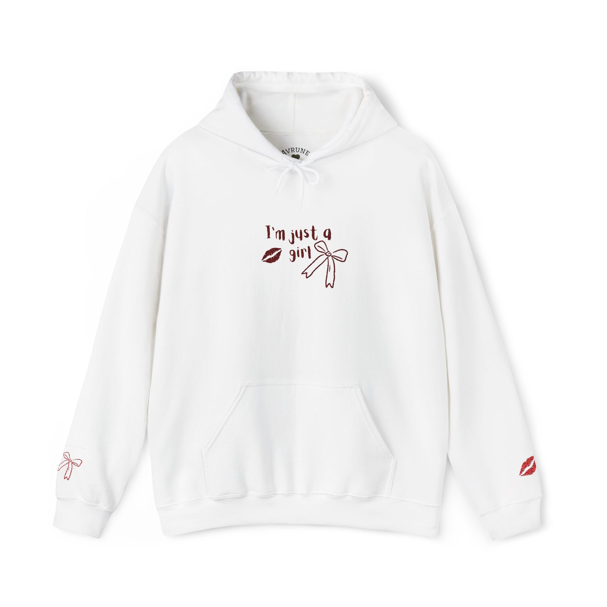 I'm Just a Girl hoodie | kiss lips bow graphic sweatshirt | embroidery
