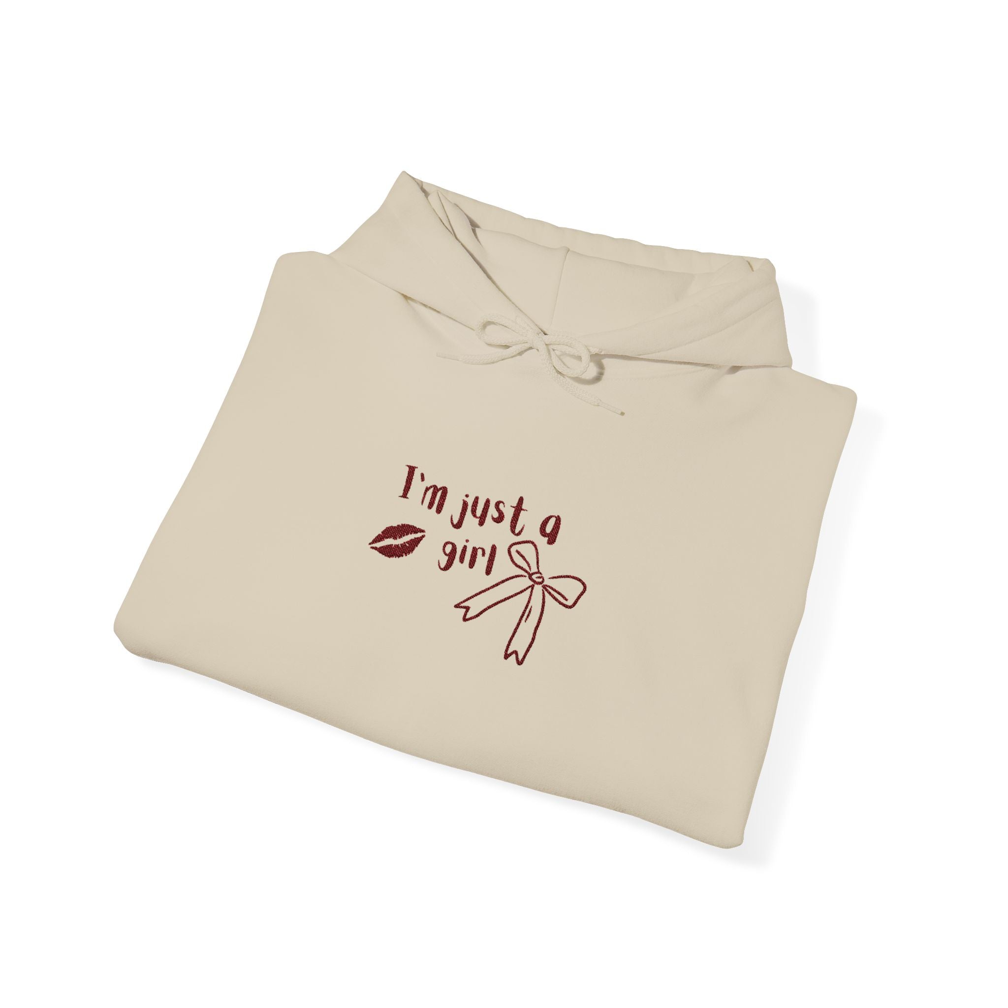 I'm Just a Girl hoodie | kiss lips bow graphic sweatshirt | embroidery