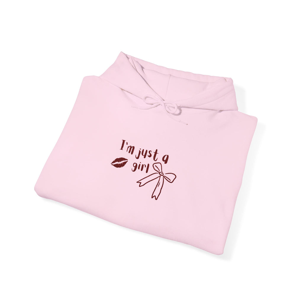 I'm Just a Girl hoodie | kiss lips bow graphic sweatshirt | embroidery