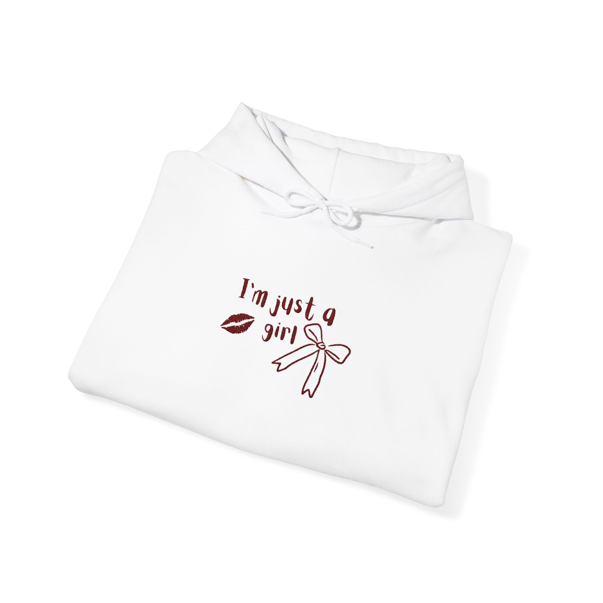 I'm Just a Girl hoodie | kiss lips bow graphic sweatshirt | embroidery