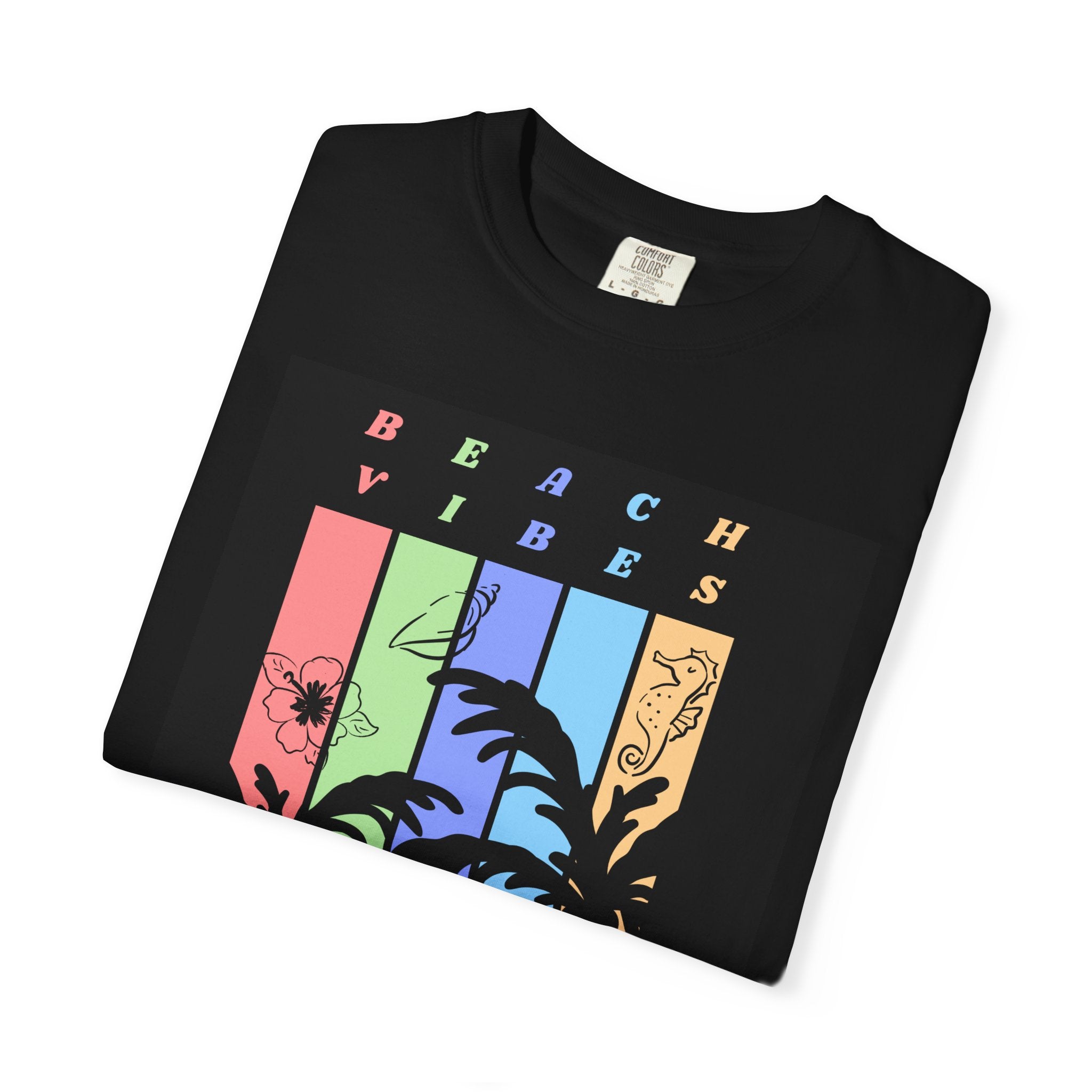 Beach Vibes T-Shirt — Pastel Palm Sunset Graphic Tee