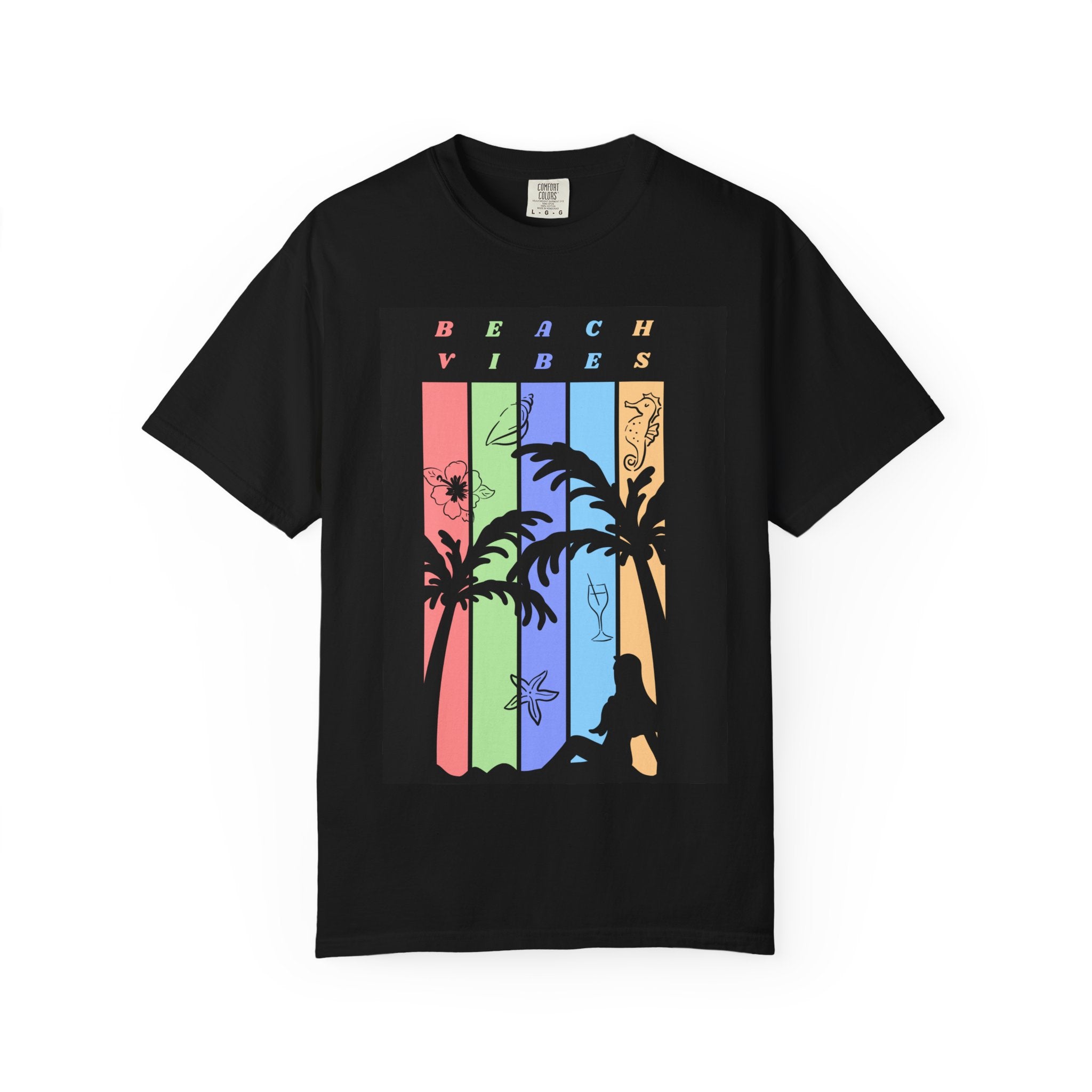 Beach Vibes T-Shirt — Pastel Palm Sunset Graphic Tee